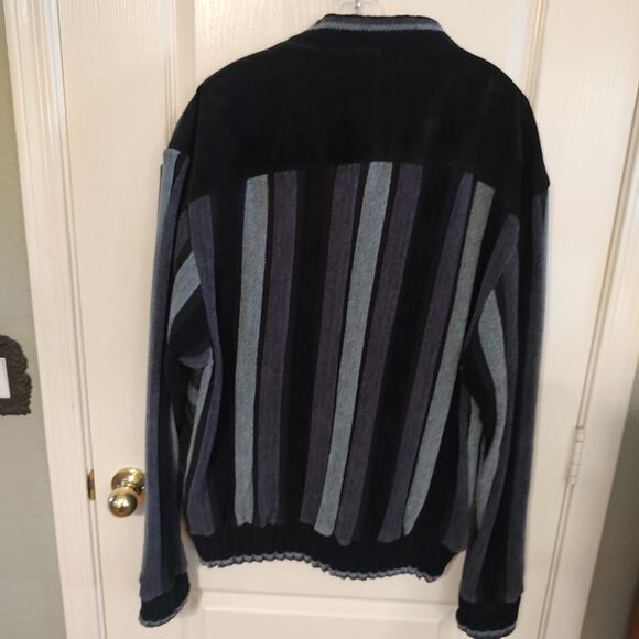 Saxony MENS Black Leather Sweatshirt Collection Size L - Picture 8 of 13